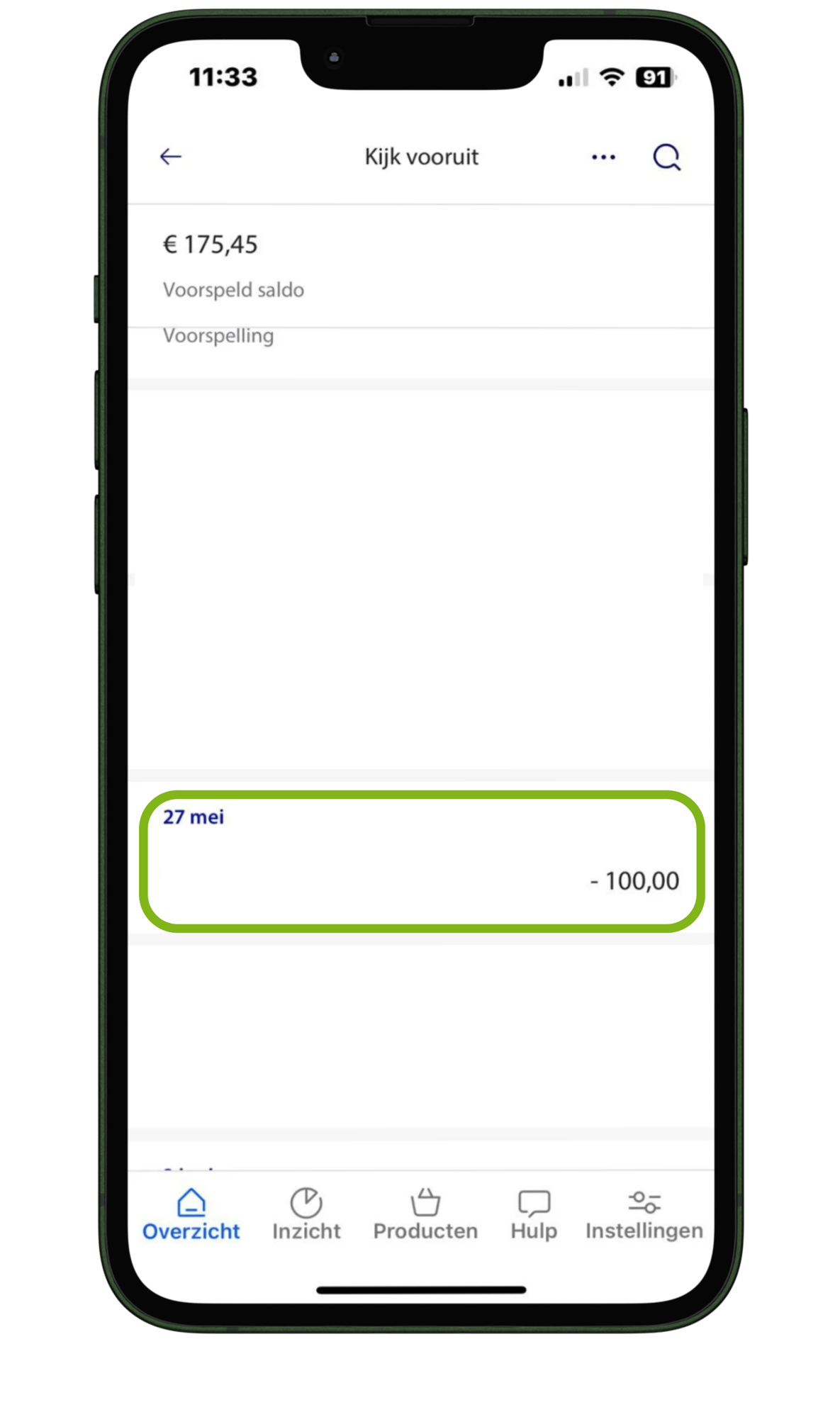 Controleer of je overboeking erbij staat Controleer of je overboeking erbij staat