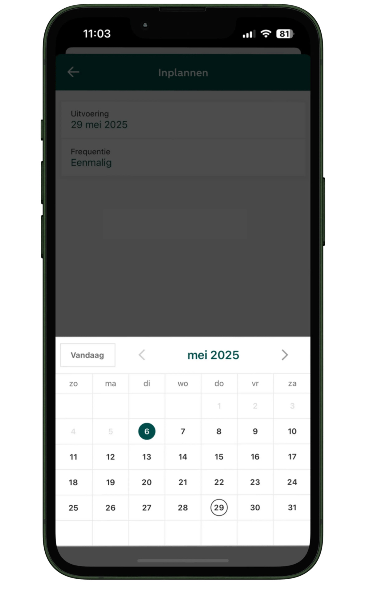 Selecteer een datum in de kalender Selecteer een datum in de kalender