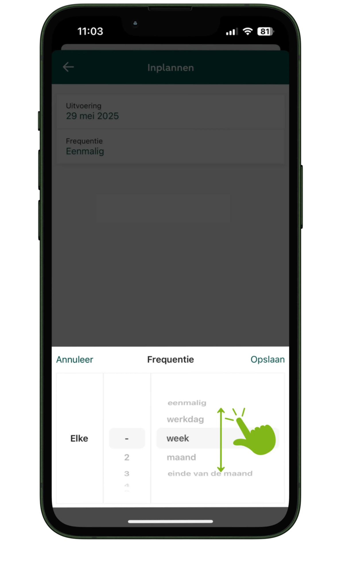 Stel de frequentie in via de schuifregelaar Stel de frequentie in via de schuifregelaar