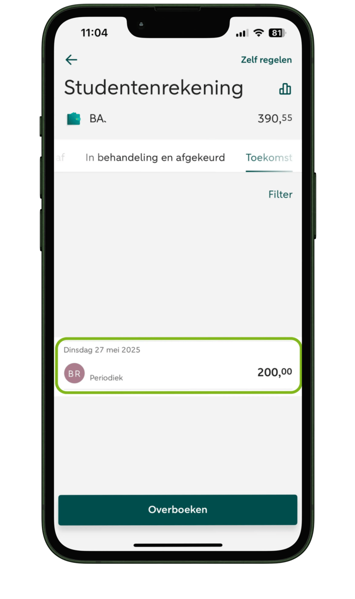 Controleer of je overboeking erbij staat Controleer of je overboeking erbij staat