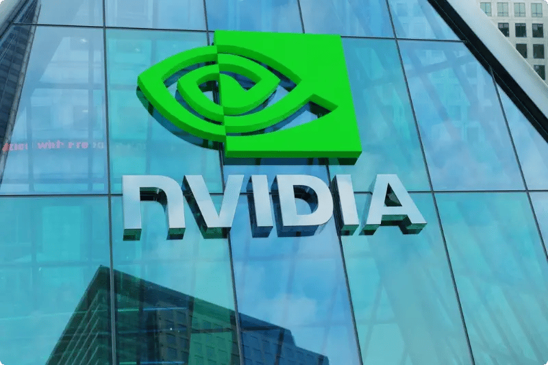 Logo van NVIDIA op gebouw